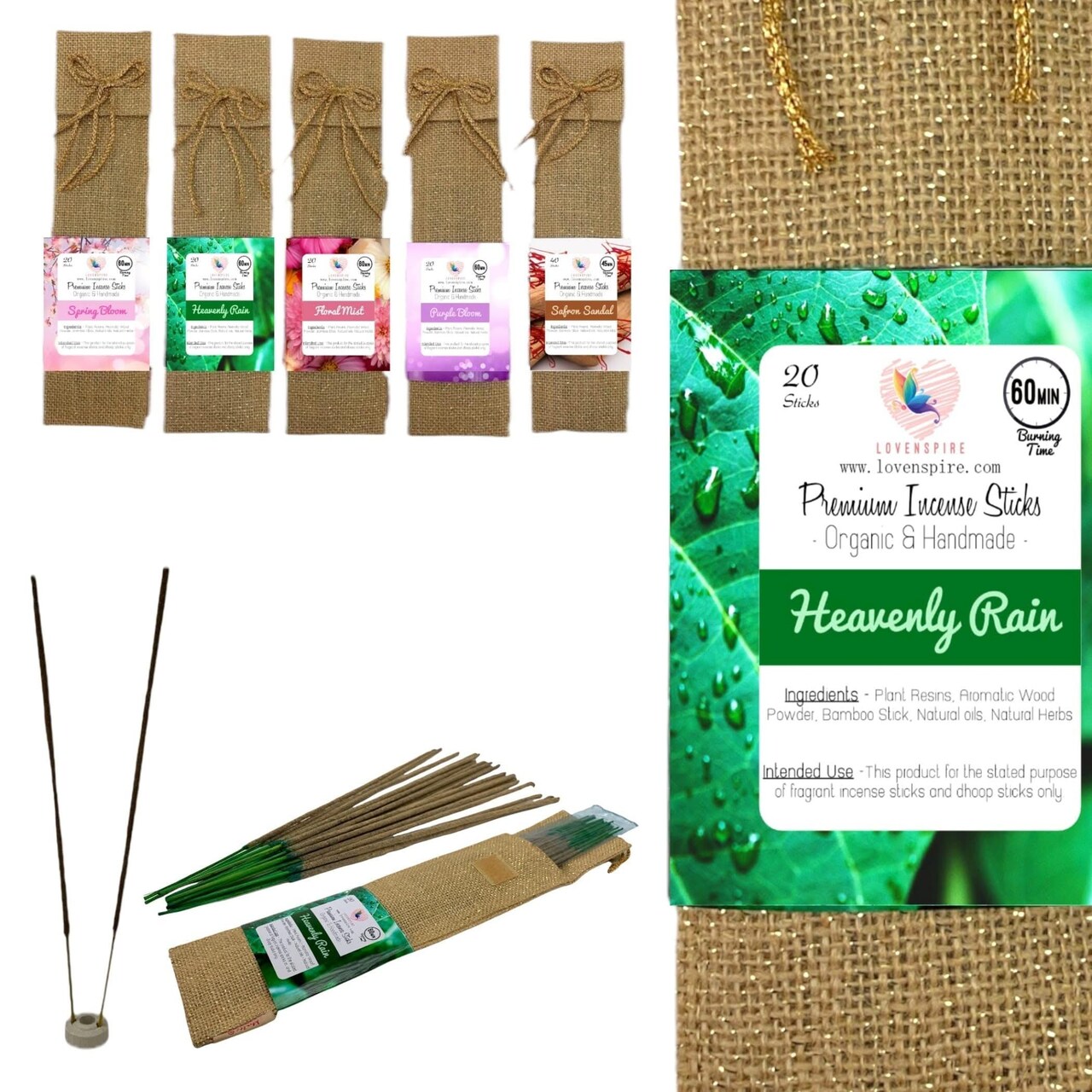 20 Ct. Premium Scented Incense Stick Plain Incense Kit with Wooden Box Agarbatti Dhoop Stick Low Smoke Incense with Spiritual Fragrance Pooja Essential Indian Temple Item